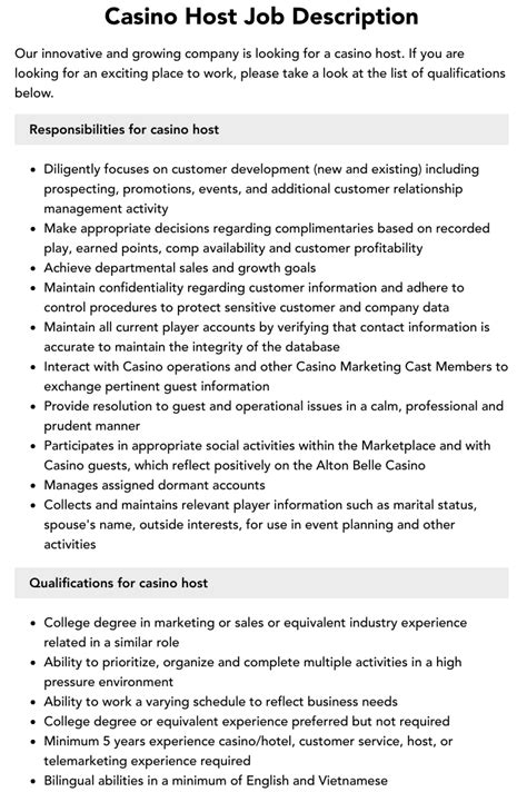 vip roller casino job description|Casino Host Vip Jobs in Philippines .
